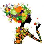 Fashion girl with hair from fruits for your design